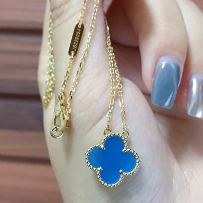 [⭐Maelin]CLOVER 15MM BLUE AGATE NECKLACE