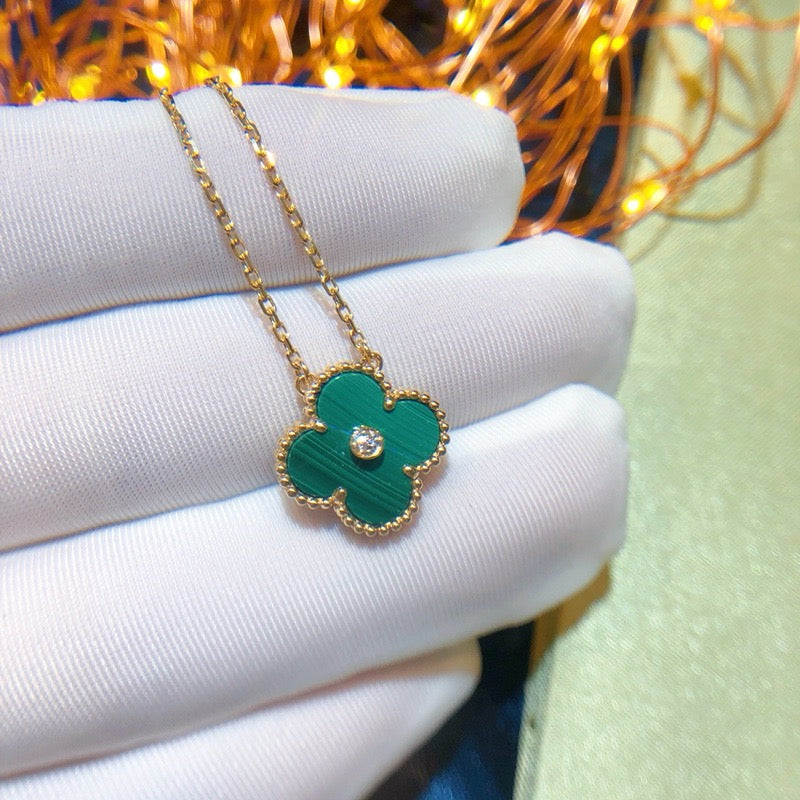 [⭐Maelin]CLOVER 15MM DIAMOND TURQUOISE NECKLACE