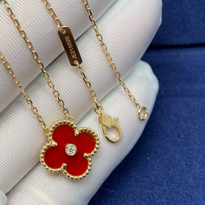 [⭐Maelin]CLOVER 15MM DIAMOND CARNELIAN NECKLACE