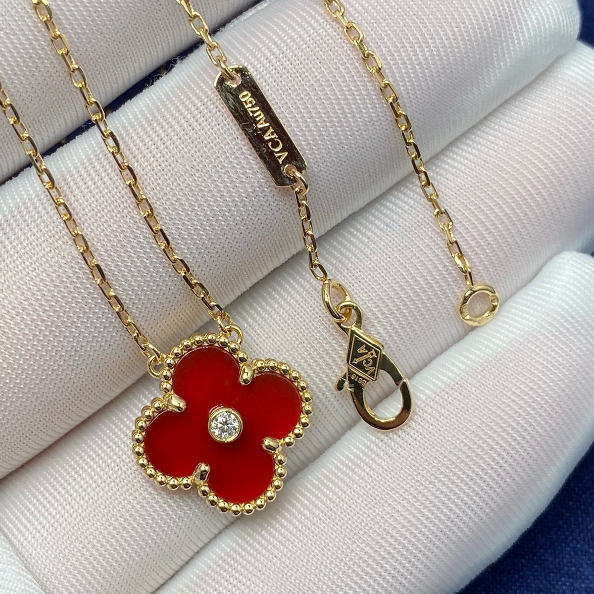 [⭐Maelin]CLOVER 15MM DIAMOND CARNELIAN NECKLACE