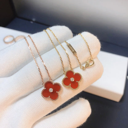 [⭐Maelin]CLOVER 15MM DIAMOND CARNELIAN NECKLACE