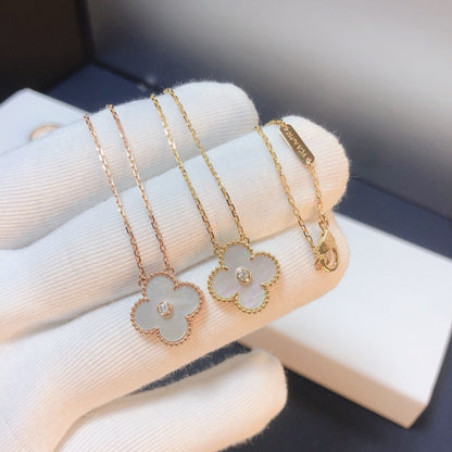 [⭐Maelin]CLOVER 15MM DIAMOND WHITE FRITILLARIA NECKLACE