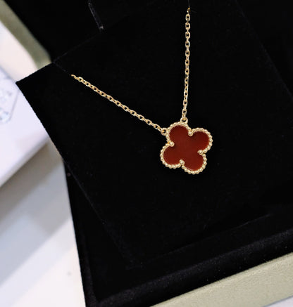 [⭐Maelin]CLOVER 15MM CARNELIAN SINGLE FLOWER NECKLACE