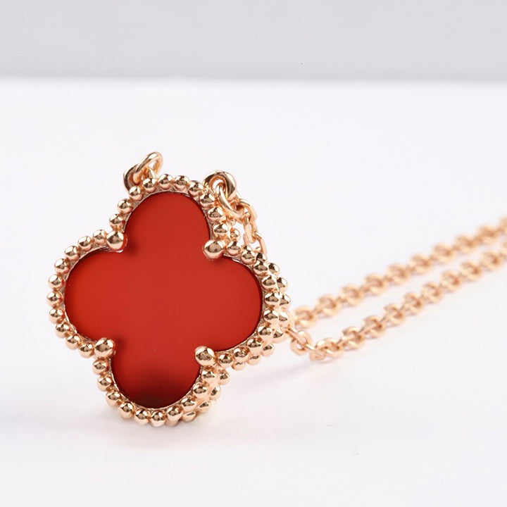 [⭐Maelin]CLOVER 15MM CARNELIAN SINGLE FLOWER NECKLACE