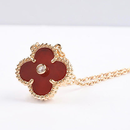 [⭐Maelin]CLOVER 15MM DIAMOND CARNELIAN NECKLACE