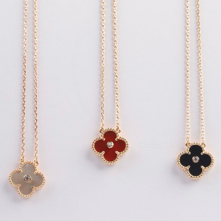 [⭐Maelin]CLOVER 15MM DIAMOND CARNELIAN NECKLACE