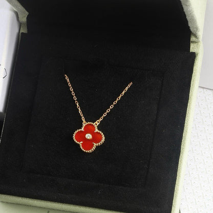 [⭐Maelin]CLOVER 15MM DIAMOND CARNELIAN NECKLACE