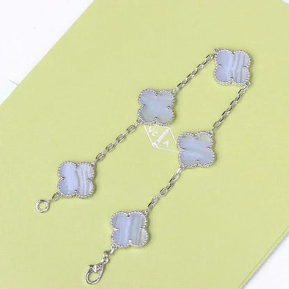 [⭐Maelin] CLOVER 5 MOTIF PURPLE CHALCEDONY BRACELET COLLECTION