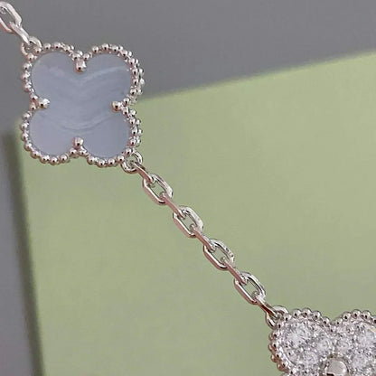 [⭐Maelin] CLOVER 5 MOTIF PURPLE CHALCEDONY BRACELET COLLECTION