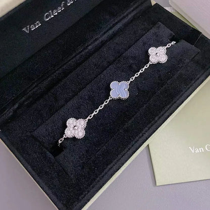 [⭐Maelin] CLOVER 5 MOTIF PURPLE CHALCEDONY BRACELET COLLECTION