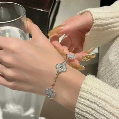 [⭐Maelin] CLOVER 5 MOTIF PURPLE CHALCEDONY BRACELET COLLECTION
