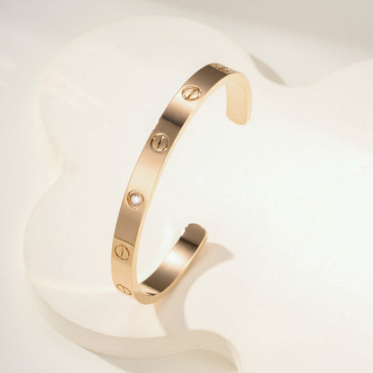 [⭐Maelin]LOVE BRACELET 6.1MM 1 DIAMOND OPEN CUFF