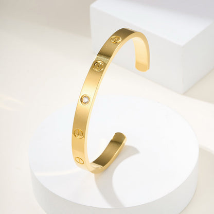 [⭐Maelin]LOVE BRACELET 6.1MM 1 DIAMOND OPEN CUFF