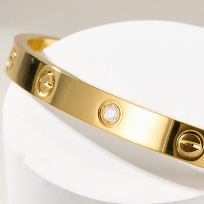 [⭐Maelin]LOVE BRACELET 6.1MM 1 DIAMOND OPEN CUFF