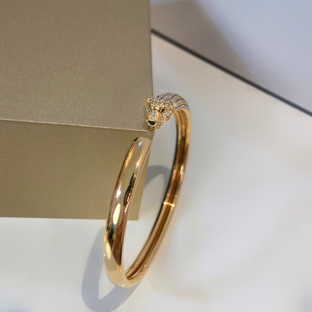 [⭐Maelin]PANTHERE HALF DIAMOND OPEN BRACELET
