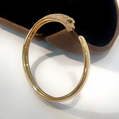 [⭐Maelin]PANTHERE HALF DIAMOND OPEN BRACELET