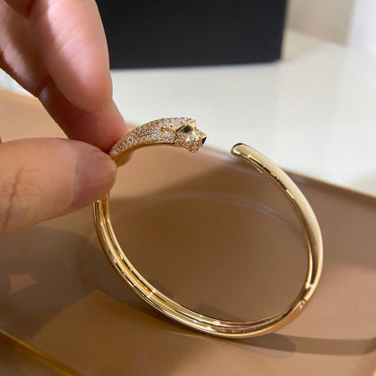 [⭐Maelin]PANTHERE HALF DIAMOND OPEN BRACELET