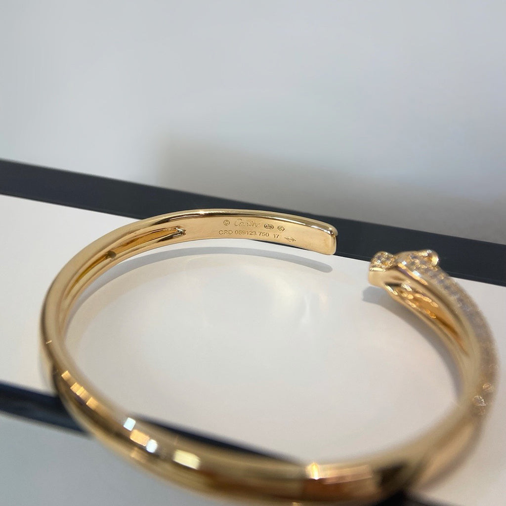 [⭐Maelin]PANTHERE HALF DIAMOND OPEN BRACELET