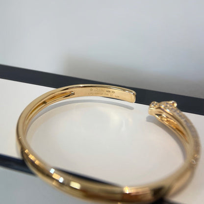 [⭐Maelin]PANTHERE HALF DIAMOND OPEN BRACELET