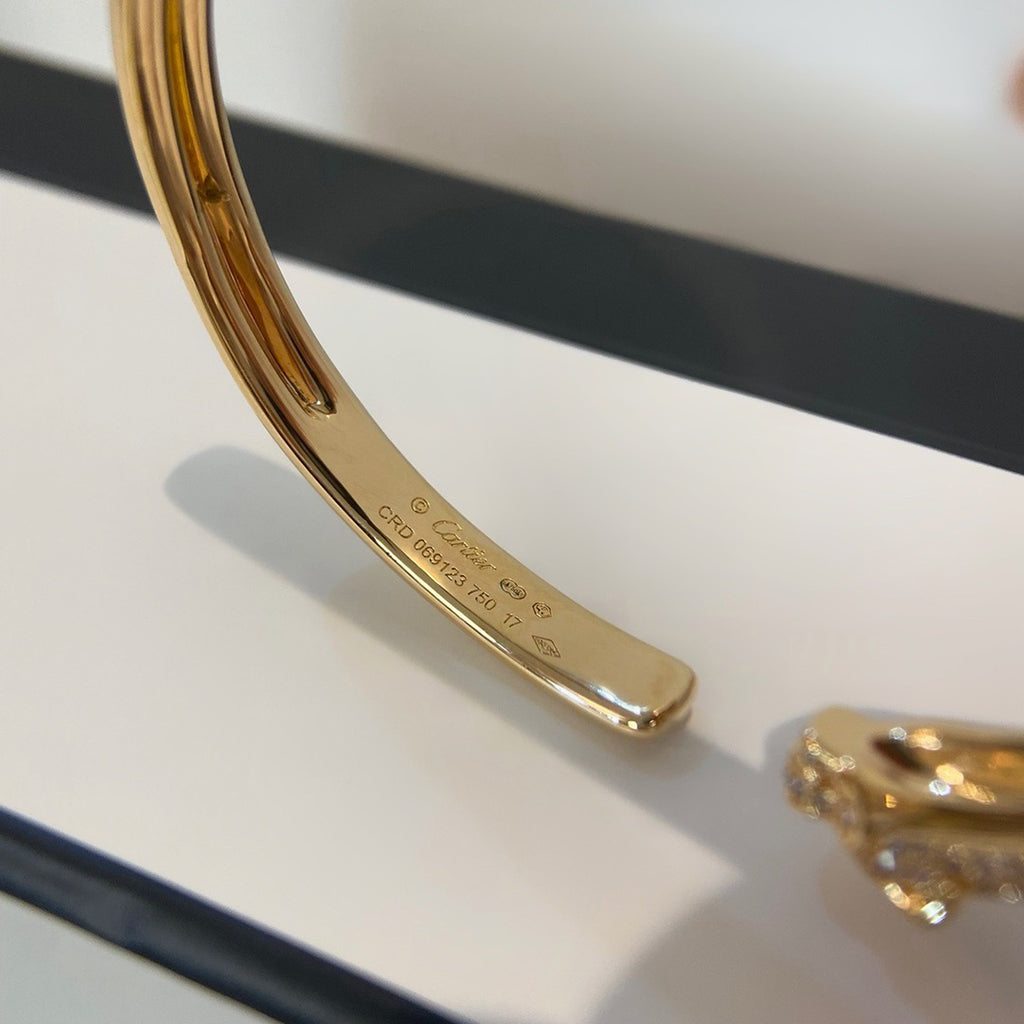 [⭐Maelin]PANTHERE HALF DIAMOND OPEN BRACELET