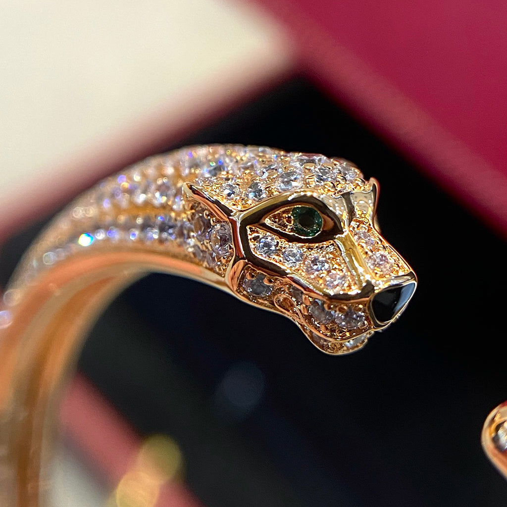 [⭐Maelin]PANTHERE HALF DIAMOND OPEN BRACELET