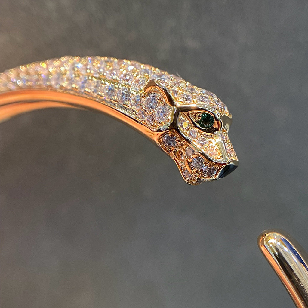 [⭐Maelin]PANTHERE HALF DIAMOND OPEN BRACELET