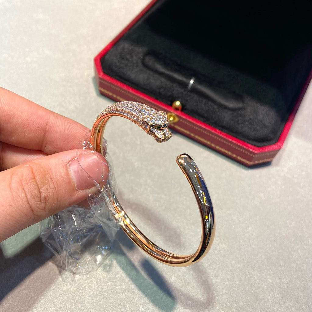 [⭐Maelin]PANTHERE HALF DIAMOND OPEN BRACELET