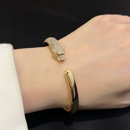 [⭐Maelin]PANTHERE HALF DIAMOND OPEN BRACELET