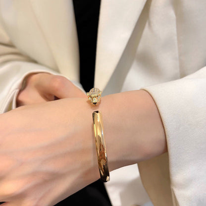 [⭐Maelin]PANTHERE HALF DIAMOND OPEN BRACELET