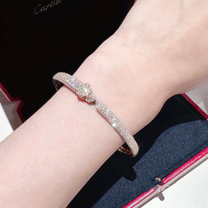[⭐Maelin]PANTHERE FULL DIAMOND OPEN BRACELET