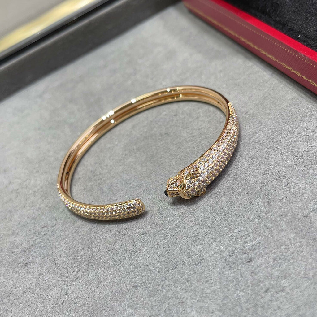 [⭐Maelin]PANTHERE FULL DIAMOND OPEN BRACELET