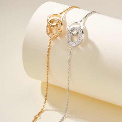 [⭐Maelin]LOVE DOUBLE RING FULL DIAMOND BRACELET