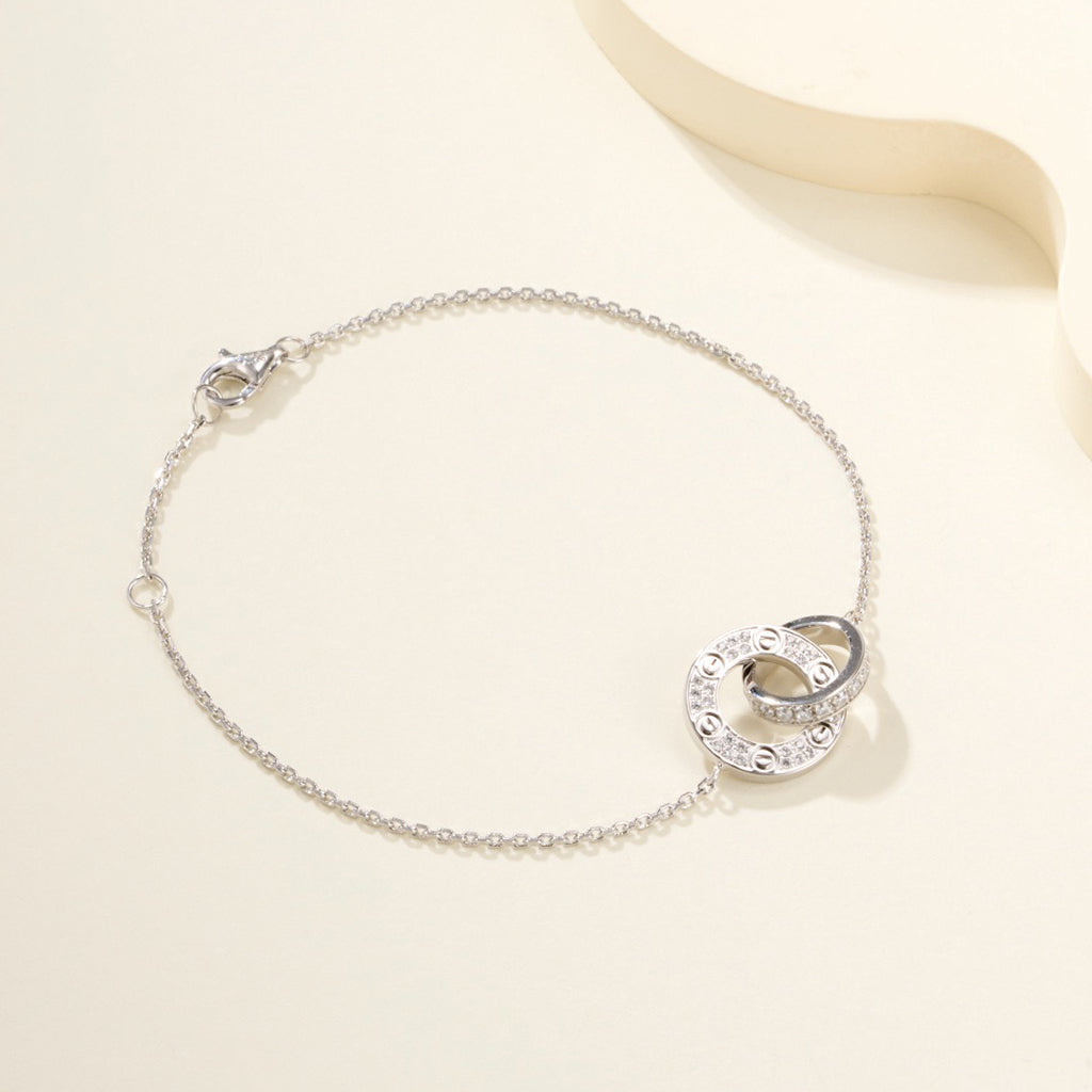 [⭐Maelin]LOVE DOUBLE RING FULL DIAMOND BRACELET