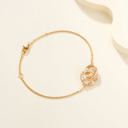 [⭐Maelin]LOVE DOUBLE RING FULL DIAMOND BRACELET