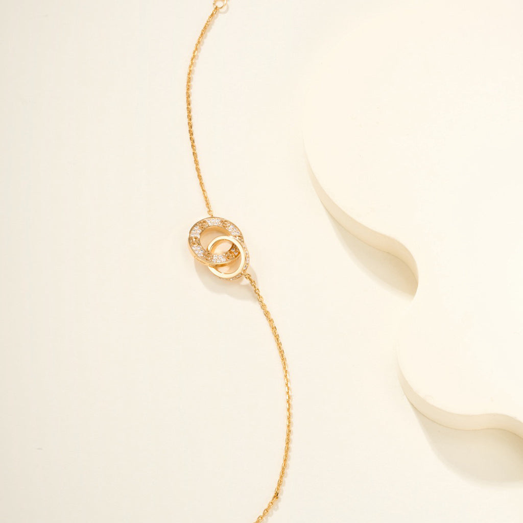 [⭐Maelin]LOVE DOUBLE RING FULL DIAMOND BRACELET