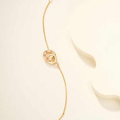 [⭐Maelin]LOVE DOUBLE RING FULL DIAMOND BRACELET