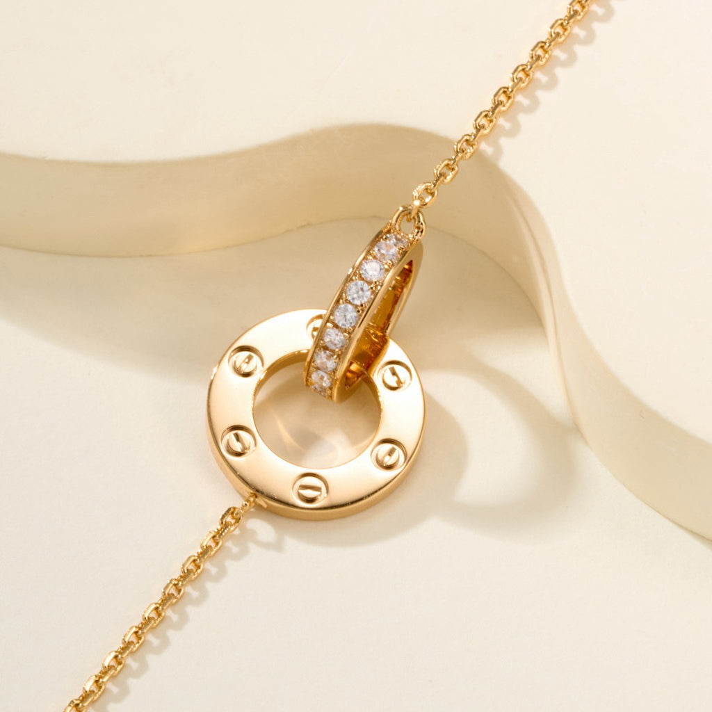 [⭐Maelin]LOVE DOUBLE RING FULL DIAMOND BRACELET