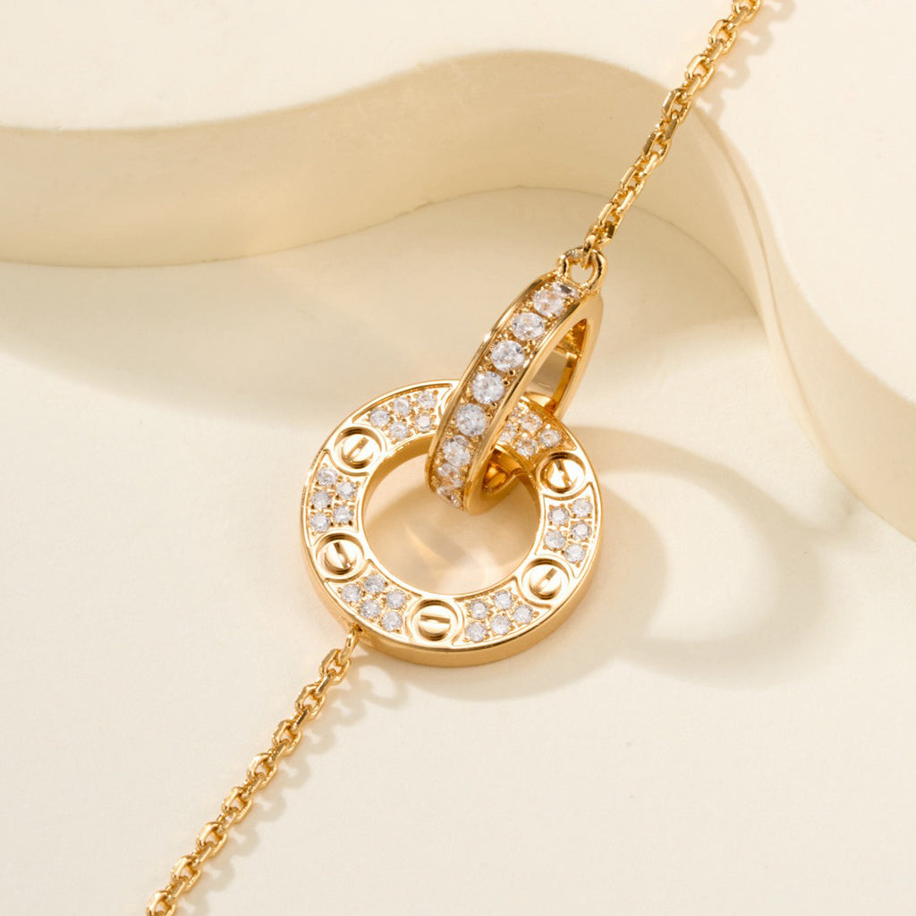 [⭐Maelin]LOVE DOUBLE RING FULL DIAMOND BRACELET