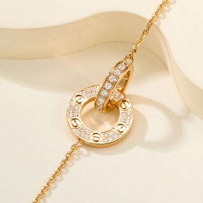 [⭐Maelin]LOVE DOUBLE RING FULL DIAMOND BRACELET