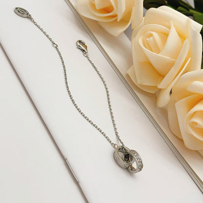 [⭐Maelin]LOVE DOUBLE RING HALF DIAMOND BRACELET