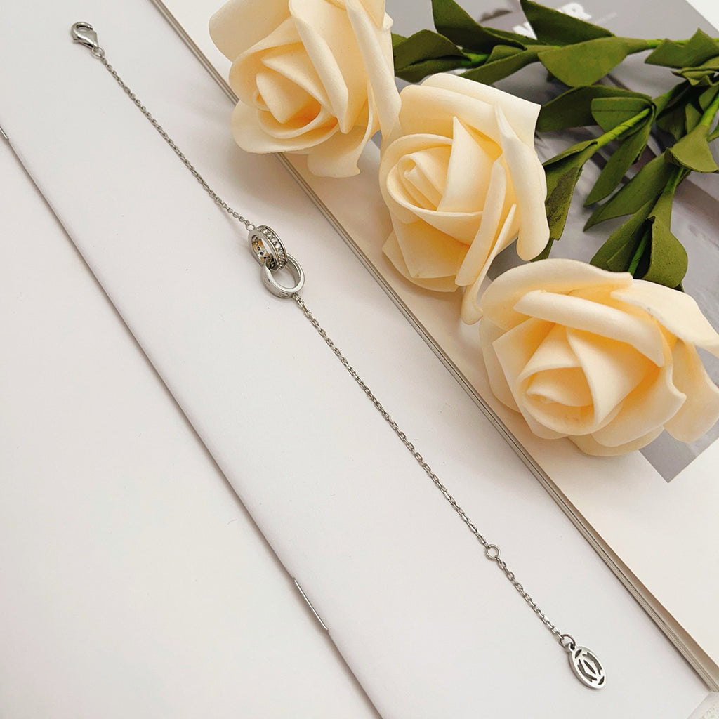 [⭐Maelin]LOVE DOUBLE RING HALF DIAMOND BRACELET