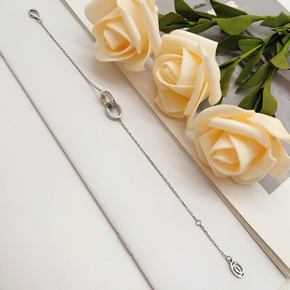 [⭐Maelin]LOVE DOUBLE RING HALF DIAMOND BRACELET