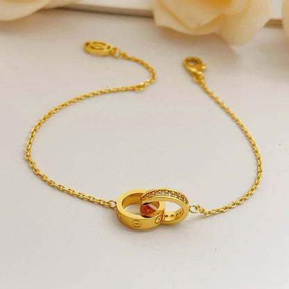 [⭐Maelin]LOVE DOUBLE RING HALF DIAMOND BRACELET