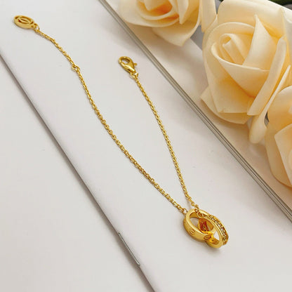 [⭐Maelin]LOVE DOUBLE RING HALF DIAMOND BRACELET