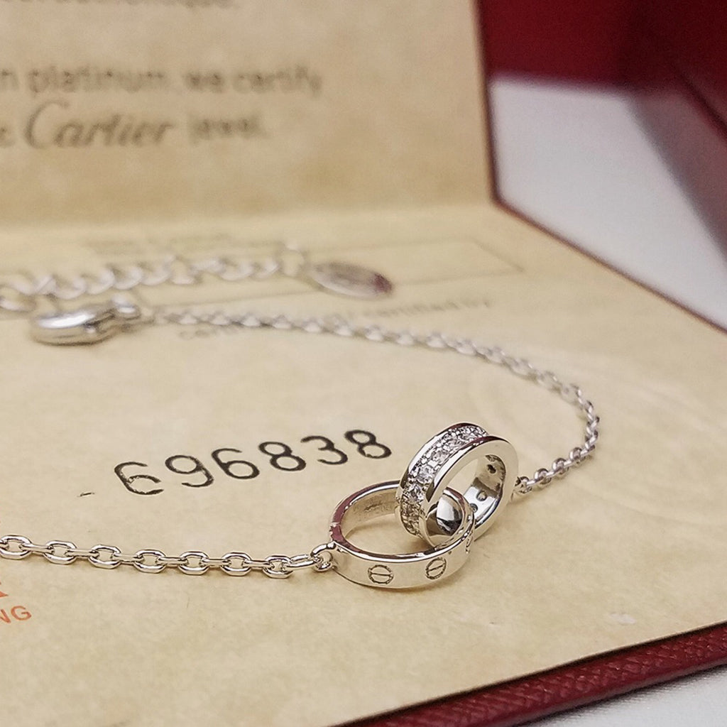 [⭐Maelin]LOVE DOUBLE RING HALF DIAMOND BRACELET