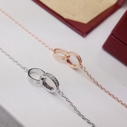 [⭐Maelin]LOVE DOUBLE RING HALF DIAMOND BRACELET