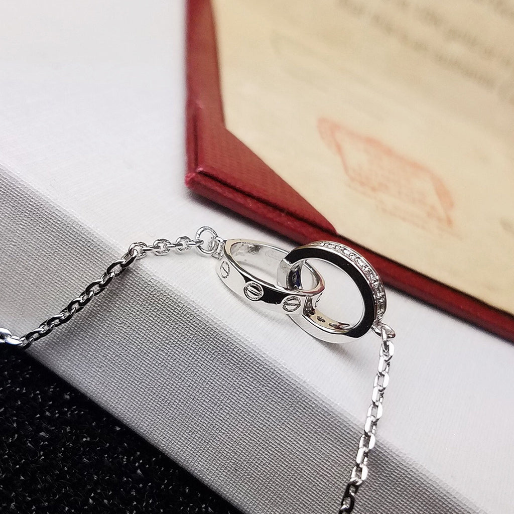 [⭐Maelin]LOVE DOUBLE RING HALF DIAMOND BRACELET