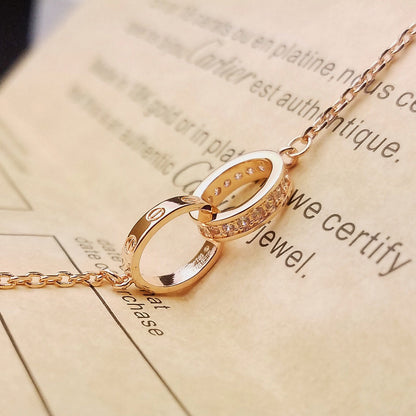 [⭐Maelin]LOVE DOUBLE RING HALF DIAMOND BRACELET