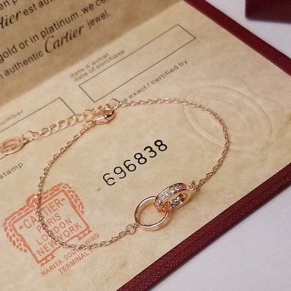 [⭐Maelin]LOVE DOUBLE RING HALF DIAMOND BRACELET