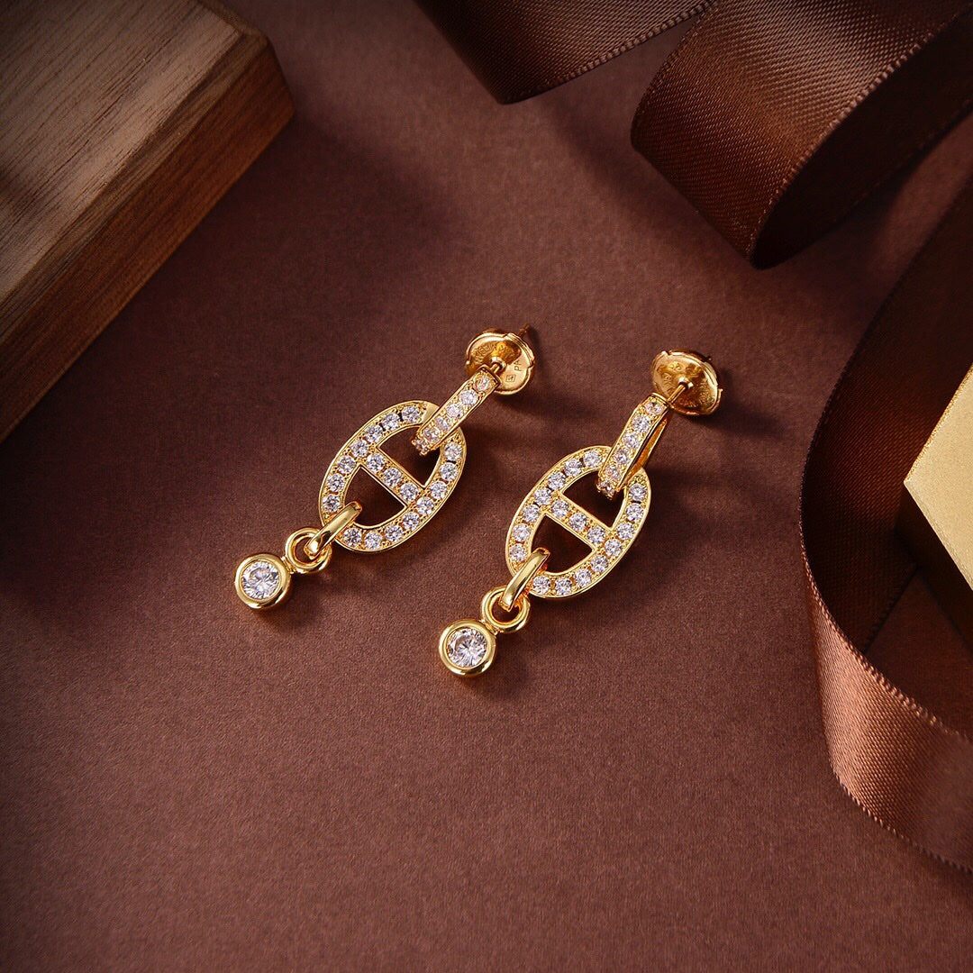[⭐Maelin]HM CHAINE DIAMOND EARRINGS